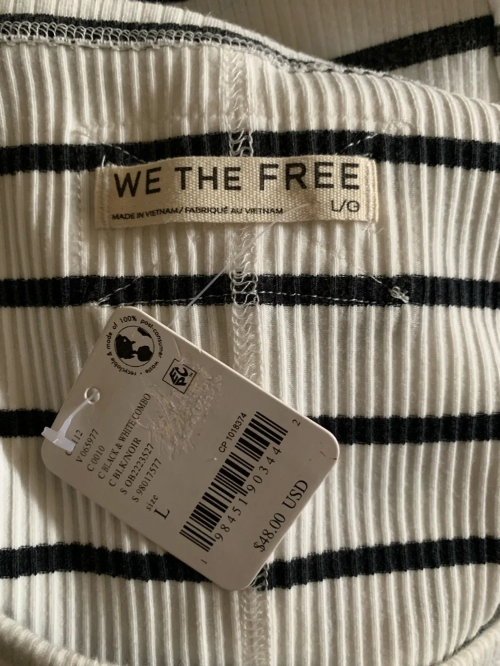 FREE PEOPLE We The Free Mia Striped Tank Top Black White NWT